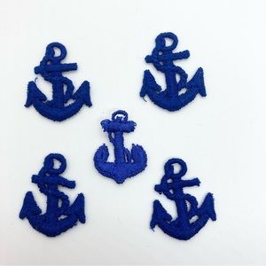 3/$25! 5PCS VINTAGE 1980s ROYAL BLUE EMBROIDERED ANCHOR APPLIQUÉS—NEVER USED!